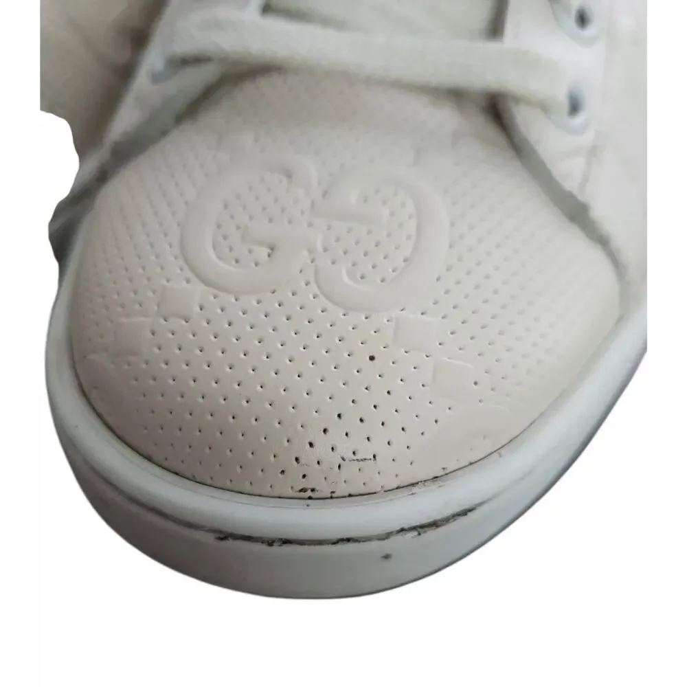 Gucci Ace Low Top Cream GG Embossed Logo Men's Size 38 with Box